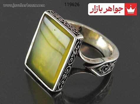 انگشتر نقره عقیق زرد مردانه [شرف الشمس] - 119626